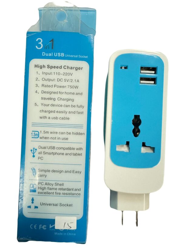 3 in 1 Dual USB Universal Socket - Image 3