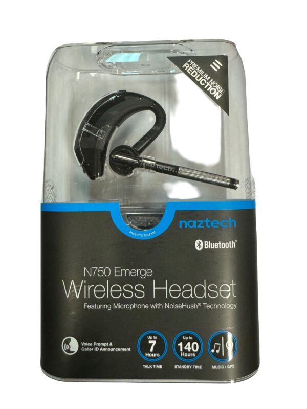 Naztech - Bluetooth Headset Mono n750 Emmerged with Boom Mic Noise Cancelling 7 Hours Talk Over Ear Design