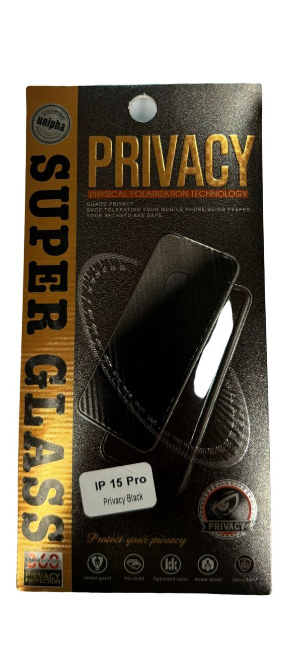 Unifa Privacy Screen Protector for iPhone 15 Pro 6.1 Inch, Anti-spy Tempered Glass Film Easy Installation Tool
