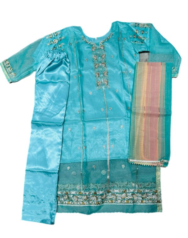 New Arrived Pakistani Ethnic Party Wear Worked with Sequins, Beads and Embroidery with Paint Style Salwar Kameez Suit Ready to Wear for Women with Dupatta