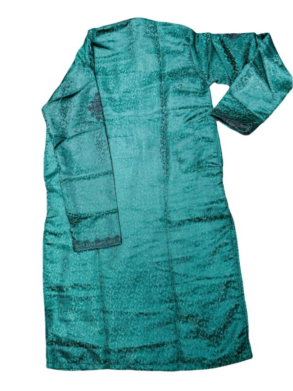 Green Silk Embroidery Men's Sherwani - Image 3