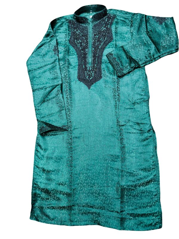 Green Silk Embroidery Men's Sherwani - Image 2