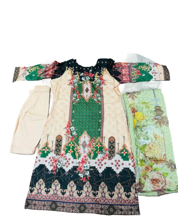 Elegant and Beautiful Bangla Printed Cotton Kurti with Dupatta and Salwar - Image 2