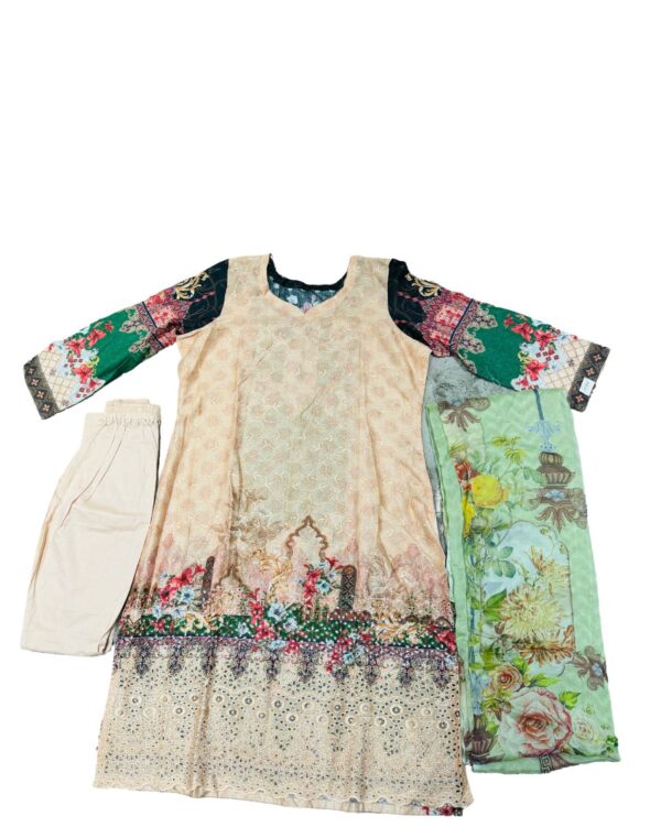 Elegant and Beautiful Bangla Printed Cotton Kurti with Dupatta and Salwar