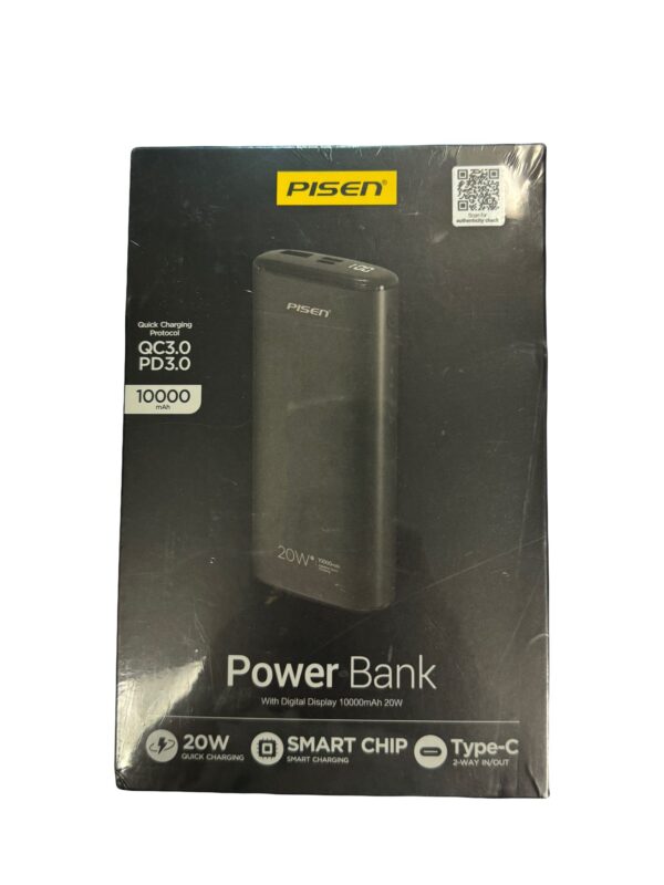 PISEN Power Bank 10000mAh | 20W Quick Charging | Smart Chip Smart Charging | Type-C, 2-way IN/OUT