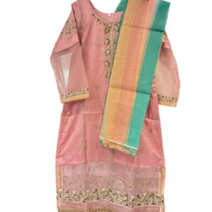Pakistani Ethnic Party Wear Worked with Sequins, Beads and Embroidery with Paint Style Salwar Kameez Suit Ready to Wear for Women with Dupatta